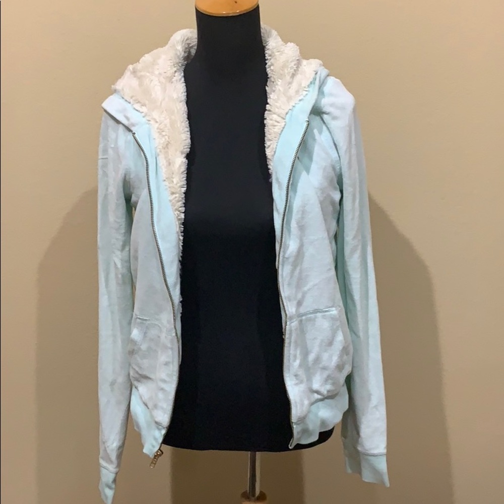 Victoria's Secret Pink Fur Sequin Zip Up Jacket